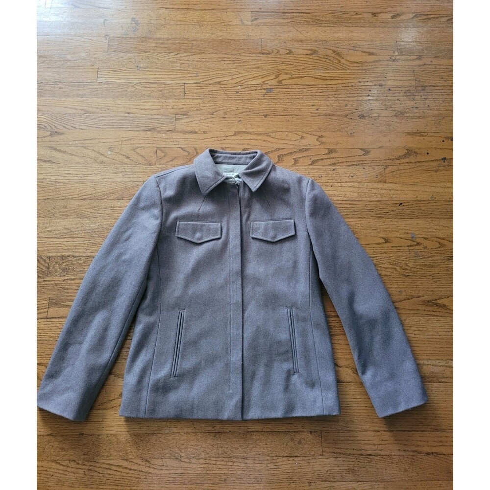 Vtg J Crew Mens Full Zip Wool Utility Field Jacket Lined Size Small Brown